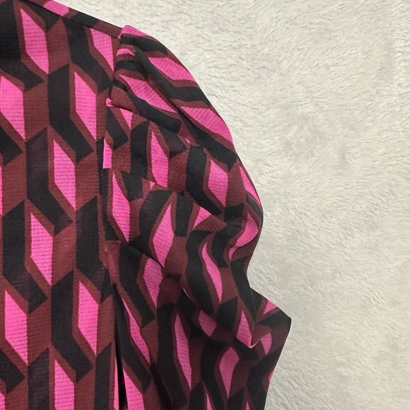 Diane Von Furstenberg Remy Top Women S Mesh Sheer Mock Neck Fitted 90s Y2K Retro - Picture 4 of 13